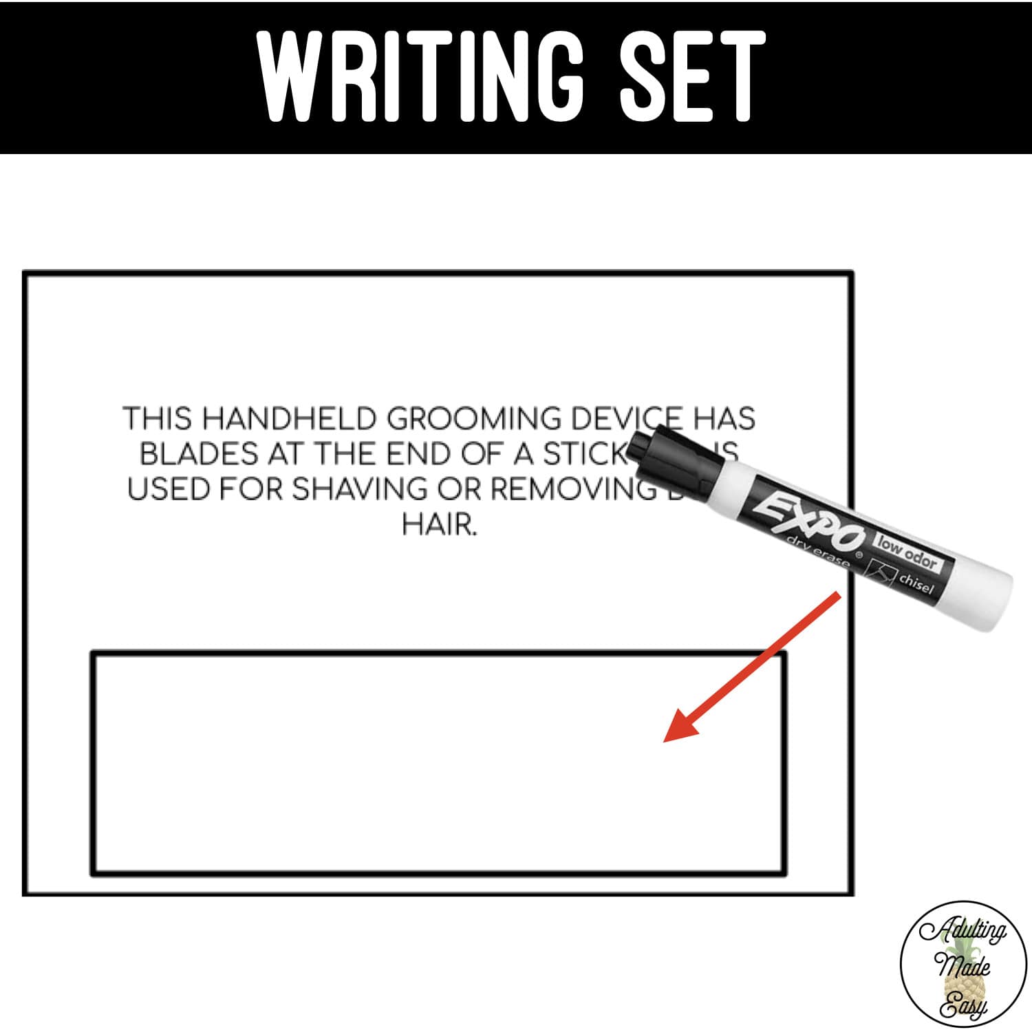 Cleaning & Grooming Task Boxes - Picture to Definition