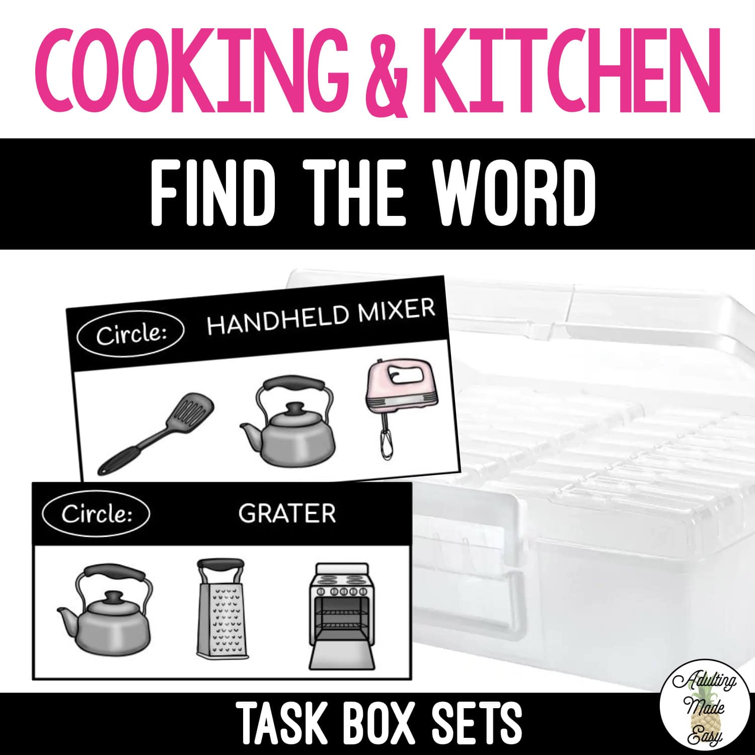 Cooking & Kitchen Task Boxes - Find The Word