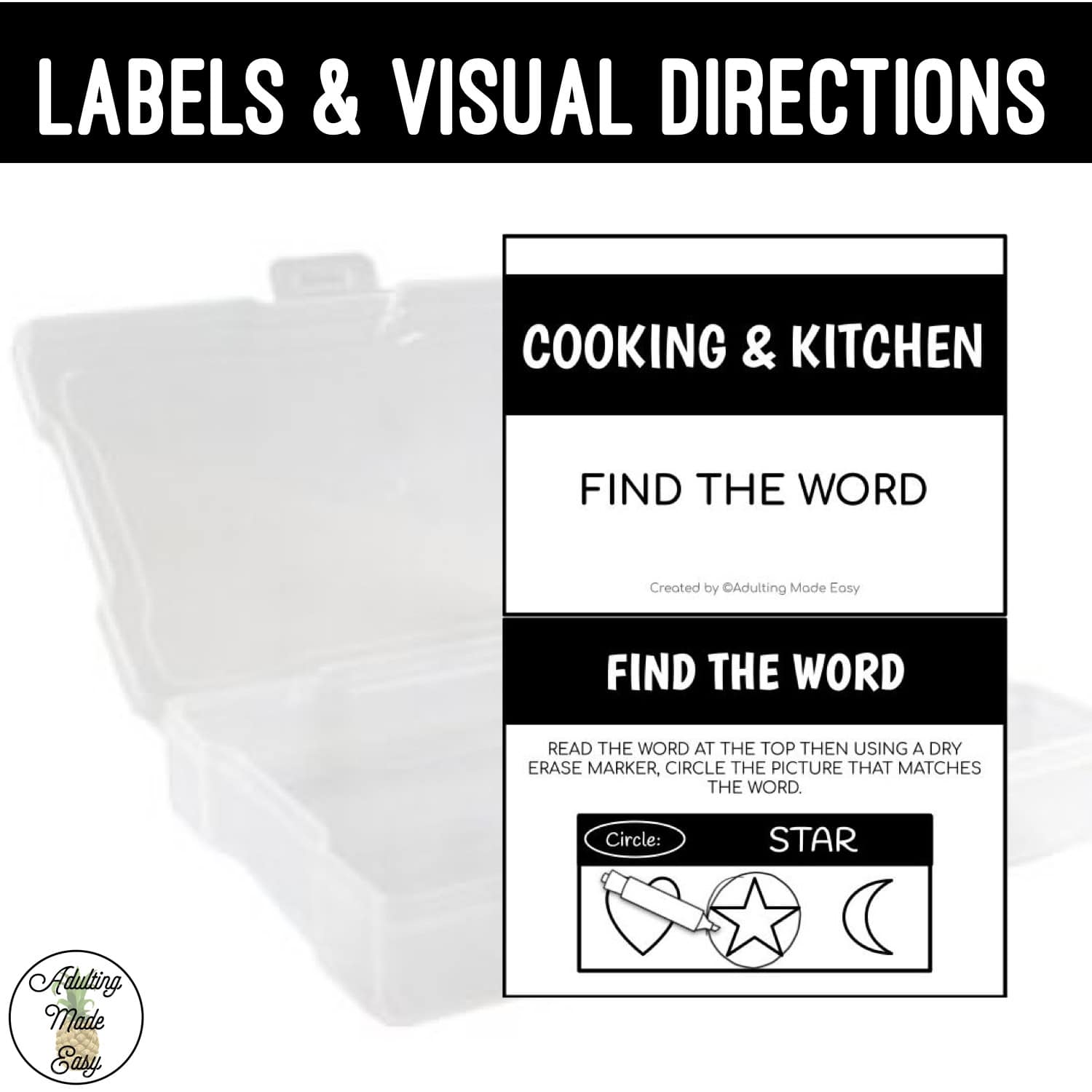 Cooking & Kitchen Task Boxes - Find The Word