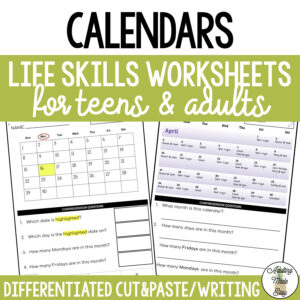 Reading Calendars Worksheets