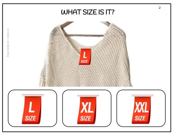 Clothing Tag Sizes Digital Task Cards - Image 2
