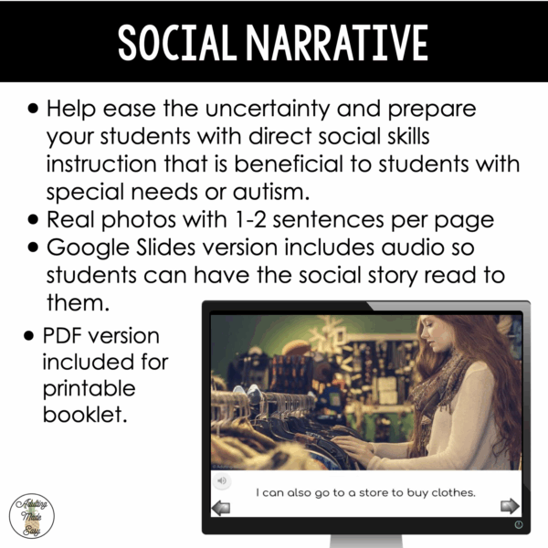Clothing Shopping Virtual Field Trip Social Narrative Google Slides SS - Image 3