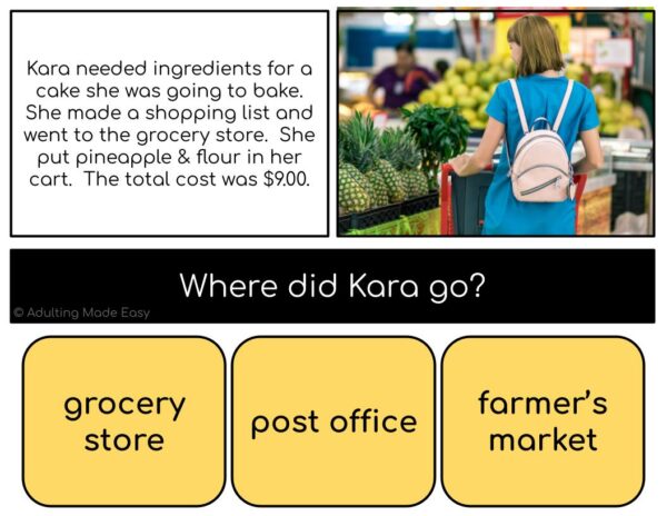 Community Simplified Reading Comprehension Digital Task Cards - Image 2