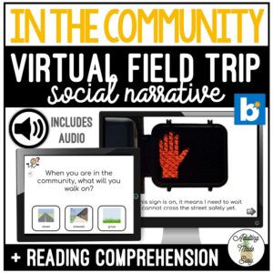 Community Virtual Field Trip Social Narrative & Comprehension Boom Cards SS