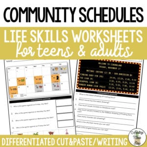 Reading Community Schedules Worksheets