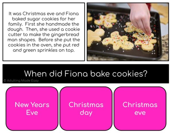 Cooking Simplified Reading Comprehension Digital Task Cards - Image 2