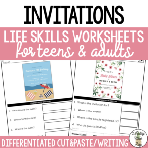 Reading Invitations Worksheets