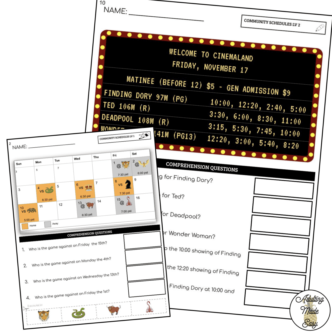 Functional Reading Life Skills Worksheets BUNDLE