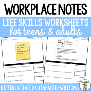 Reading Workplace Notes Worksheets