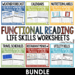Functional Reading Life Skills Worksheets BUNDLE