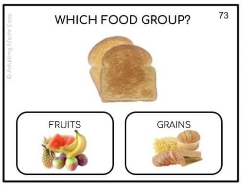 Food Groups Task Cards Field of 2