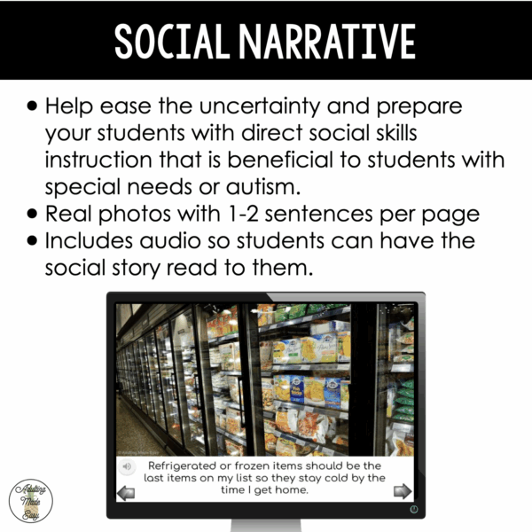 Grocery Store Virtual Field Trip Social Narrative & Comprehension Boom Cards SS - Image 3