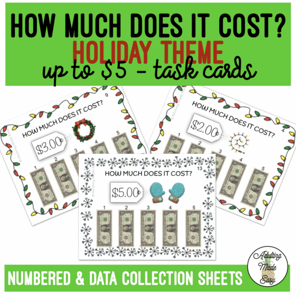 How Much Does It Cost? Holiday Task Cards