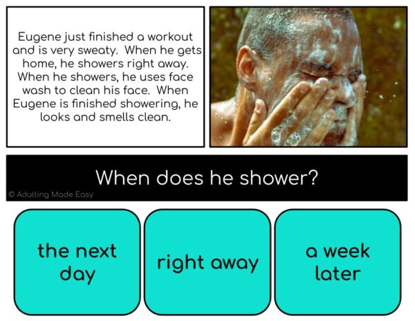 Hygiene Simplified Reading Comprehension Digital Task Cards - Image 3