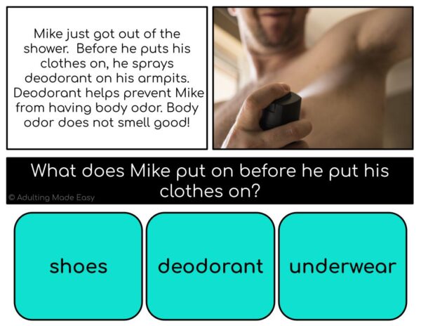 Hygiene Simplified Reading Comprehension Digital Task Cards - Image 2