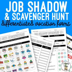 Vocation Forms - Job Shadow, Observation, Scavenger Hunt