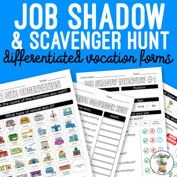 Vocation Forms - Job Shadow, Observation, Scavenger Hunt