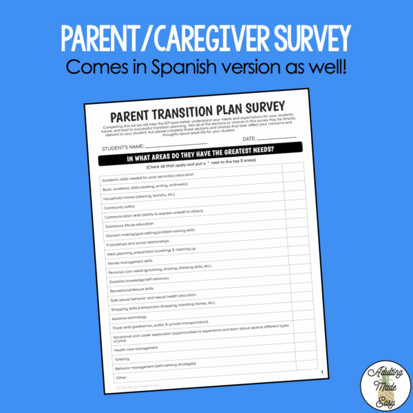 Visual Transition Plan (ITP) Student & Parent Survey - Image 2