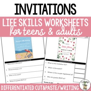 Reading Invitations Worksheets