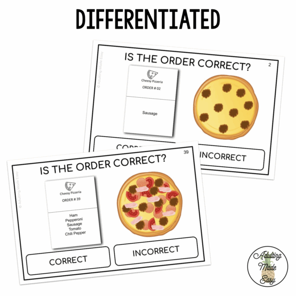 Is The Order Correct? Pizzeria - Large Task Cards - Image 2