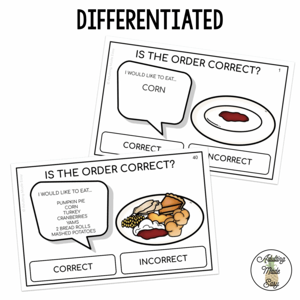 Is The Order Correct? Thanksgiving Dinner - Large Task Cards - Image 2