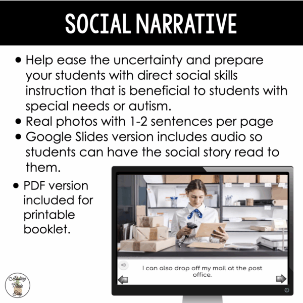 Post Office Virtual Field Trip Social Narrative & Comprehension Google Slides SS - Image 3