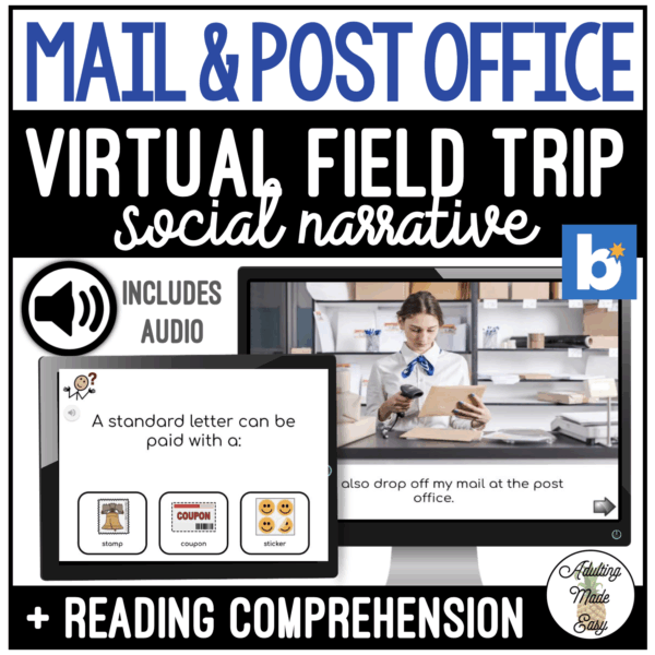 Post Office Virtual Field Trip Social Narrative & Comprehension Boom Cards SS