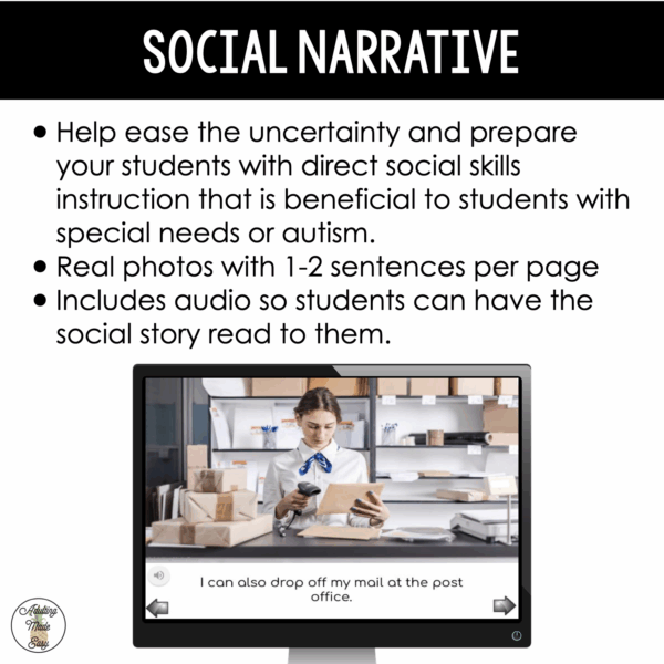 Post Office Virtual Field Trip Social Narrative & Comprehension Boom Cards SS - Image 3