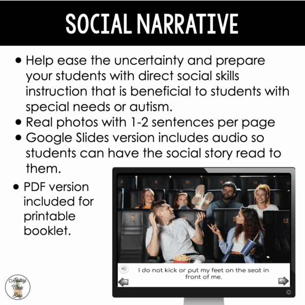 Movie Theater Virtual Field Trip Narrative & Comprehension Google Slides SS - Image 3