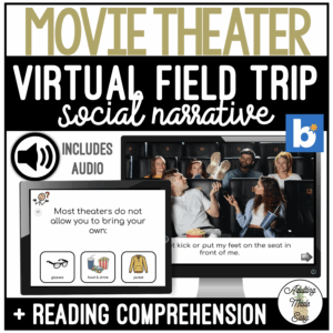 Movie Theater Virtual Field Trip Social Narrative & Comprehension Boom Cards SS
