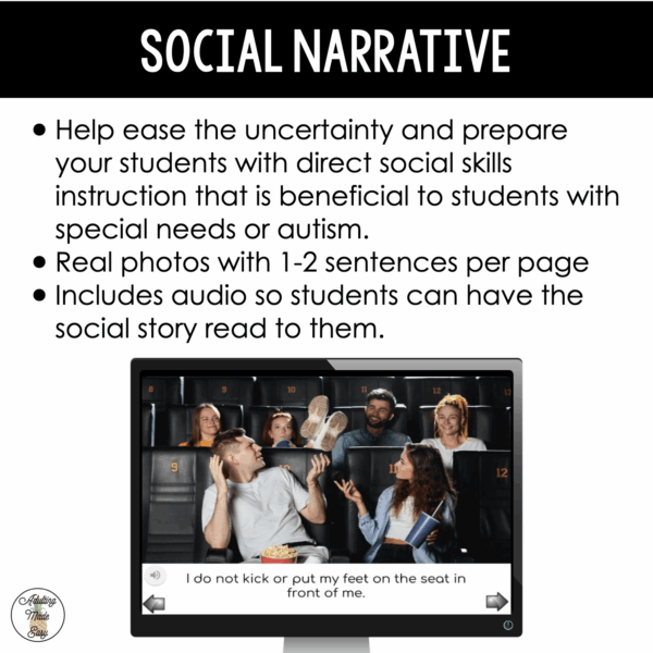 Movie Theater Virtual Field Trip Social Narrative & Comprehension Boom Cards SS - Image 3