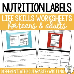 Reading Nutrition Labels Worksheets