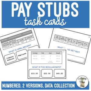 Reading Pay Stubs Task Cards