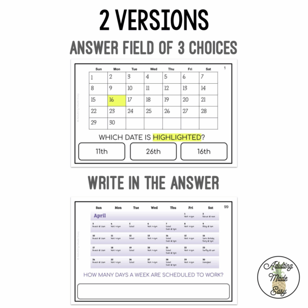 Reading Calendars Large Task Cards - Image 2