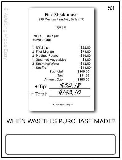 Reading Restaurant Receipts Task Cards - Image 3