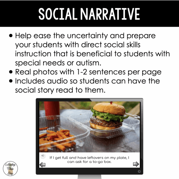 Restaurant Virtual Field Trip Social Narrative & Comprehension Boom Cards SS - Image 4