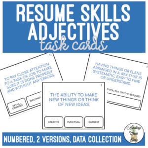 Resume Skills Adjectives Task Cards