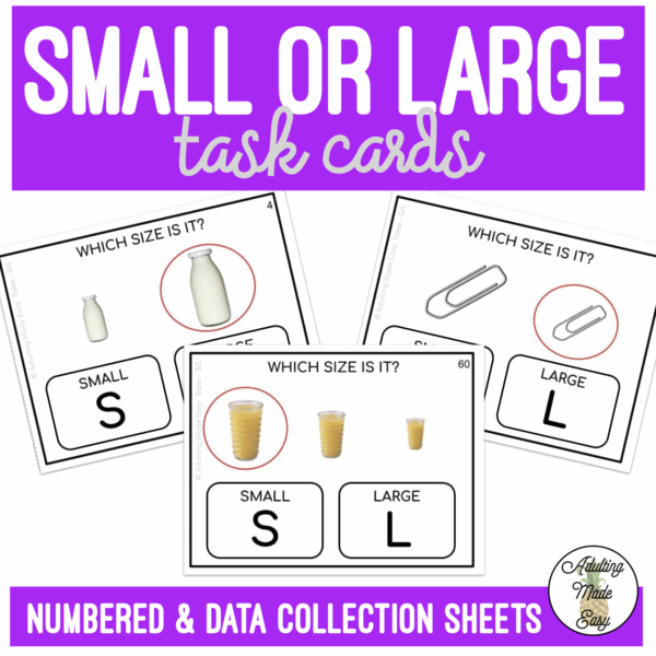 Sizes - Small or Large? Task Cards