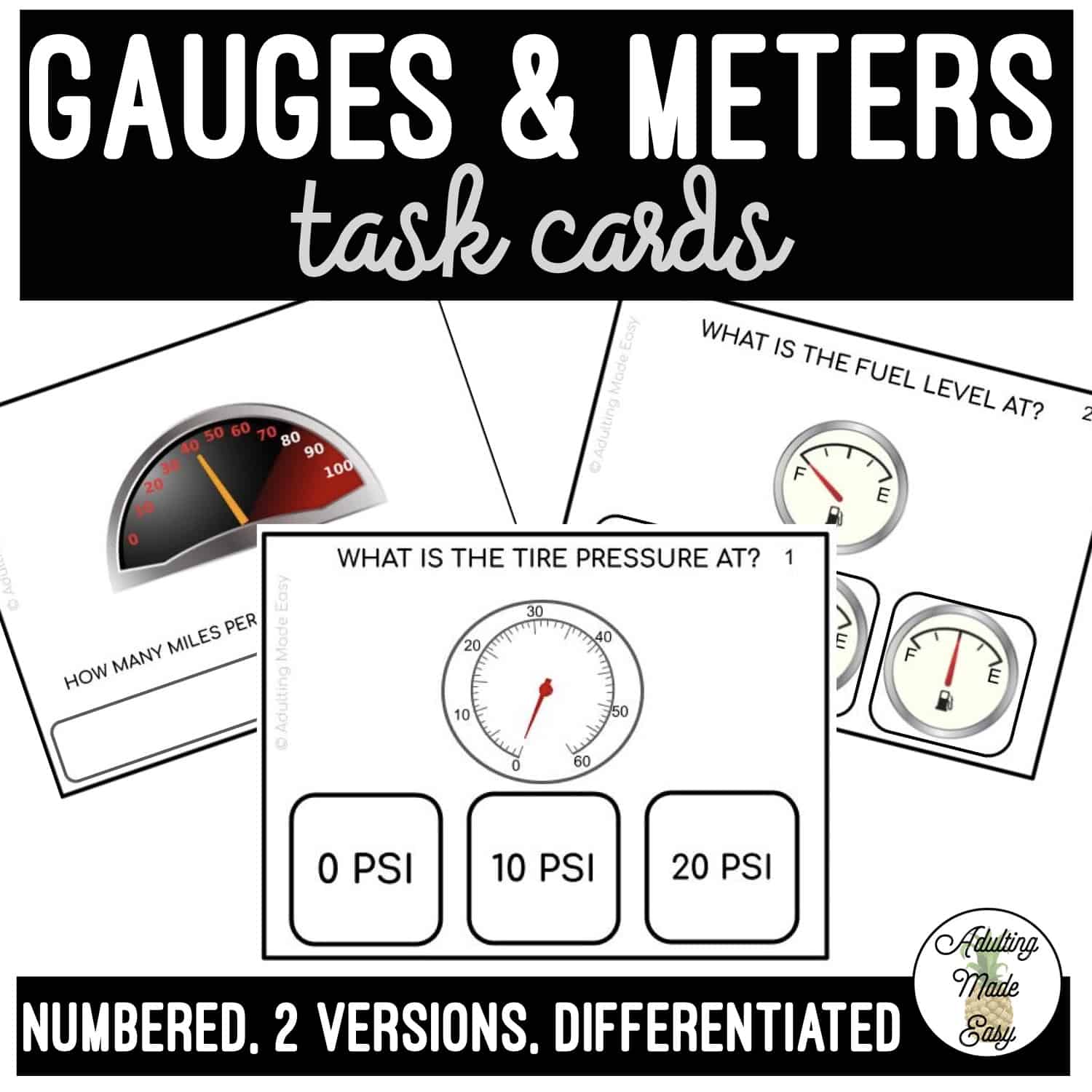Reading Gauges & Meters Task Cards