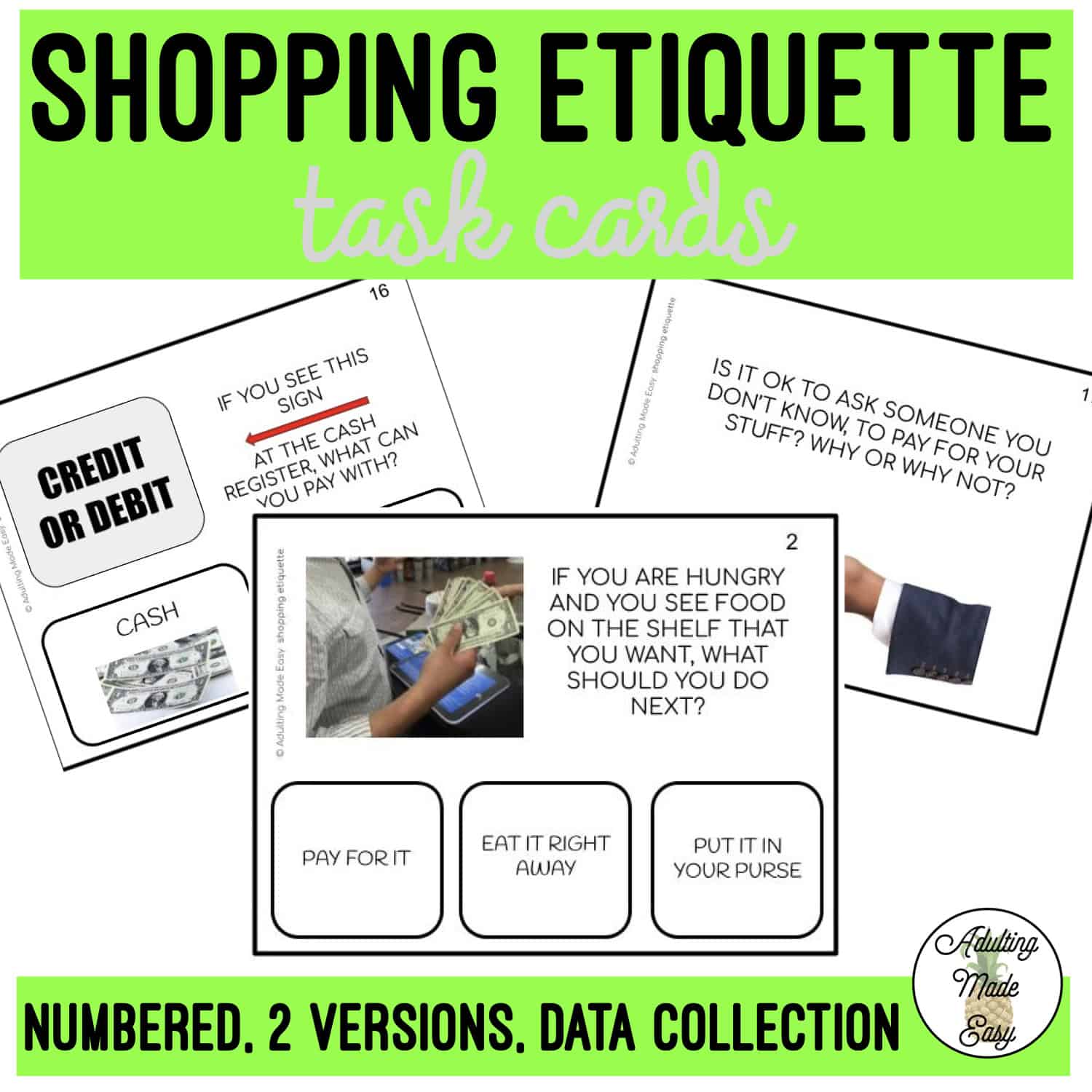 Shopping Etiquette Task Cards