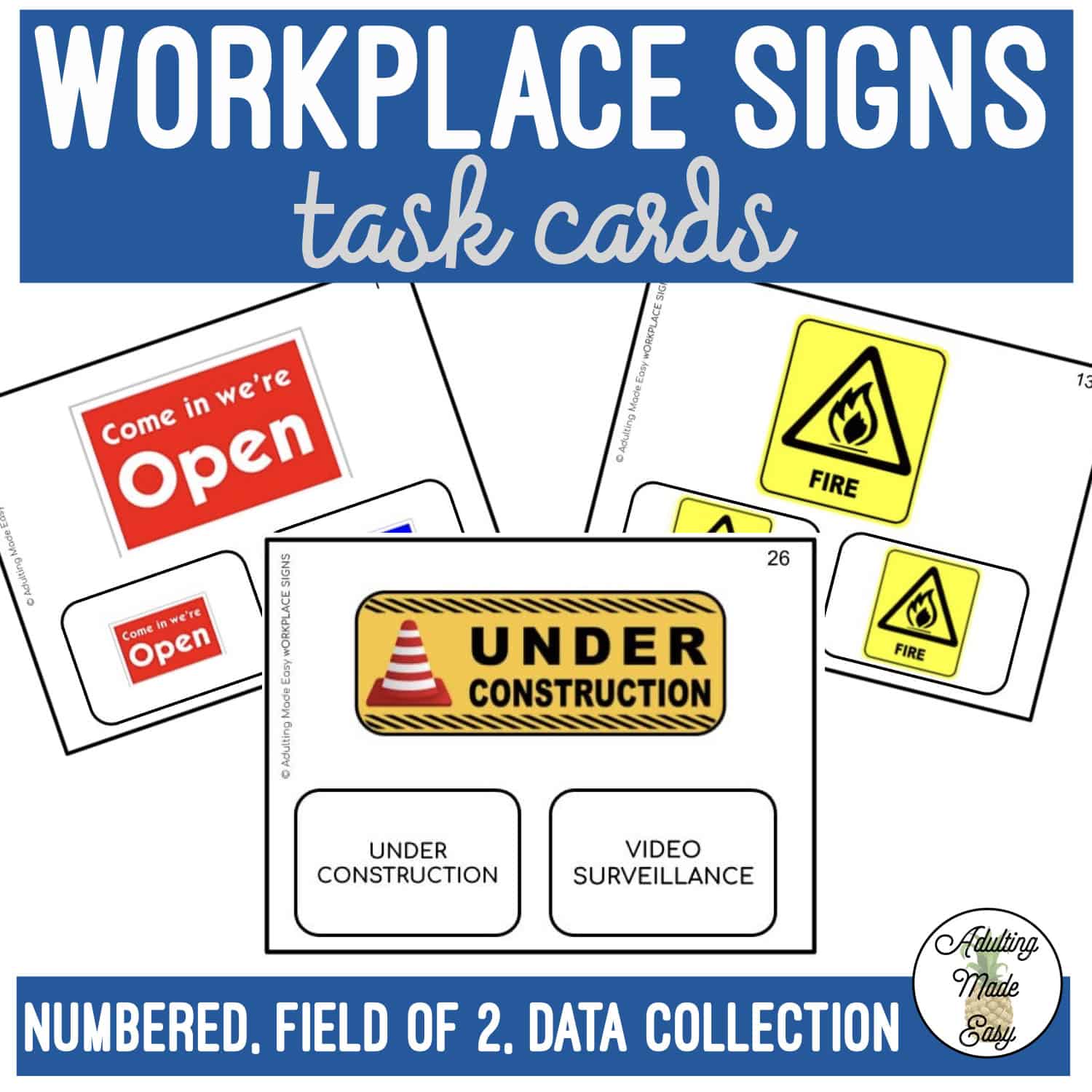 Workplace Signs Field of 2 Task Cards