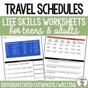 Reading Travel Schedules Worksheets
