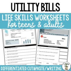 Reading Utility Bills Worksheets