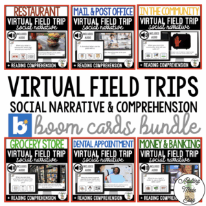 Virtual Field Trip Social Narrative & Comprehension BOOM CARDS BUNDLE SS