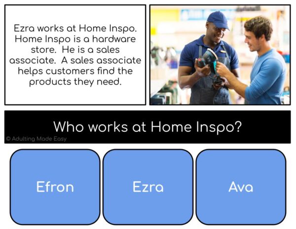 Vocation Simplified Reading Comprehension Digital Task Cards - Image 3