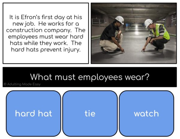 Vocation Simplified Reading Comprehension Digital Task Cards - Image 2