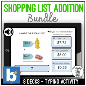 Shopping List Addition Typing Boom Cards Bundle