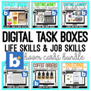 Digital Task Boxes - Life & Job Skills - Boom Cards Drag & Drop/Typing Bundle