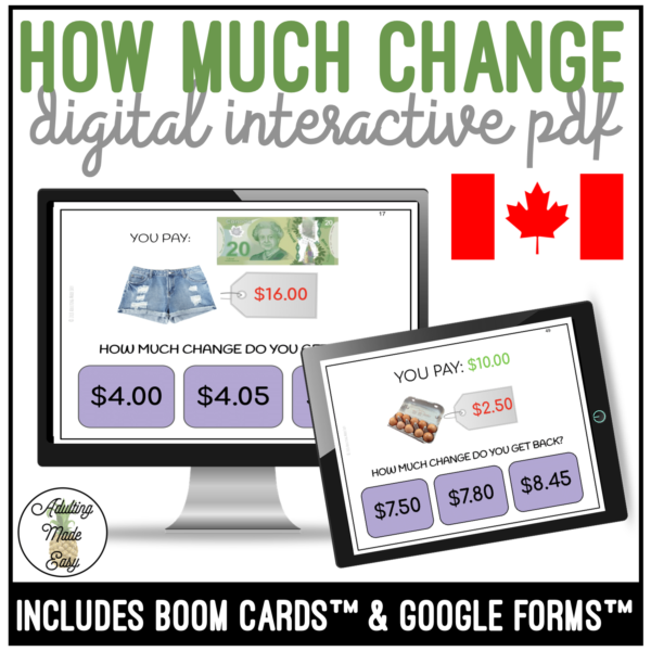 CANADIAN How Much Change? Digital Task Cards