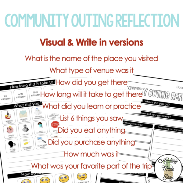Community Outing CBI Visual Reflection Worksheets - Image 3